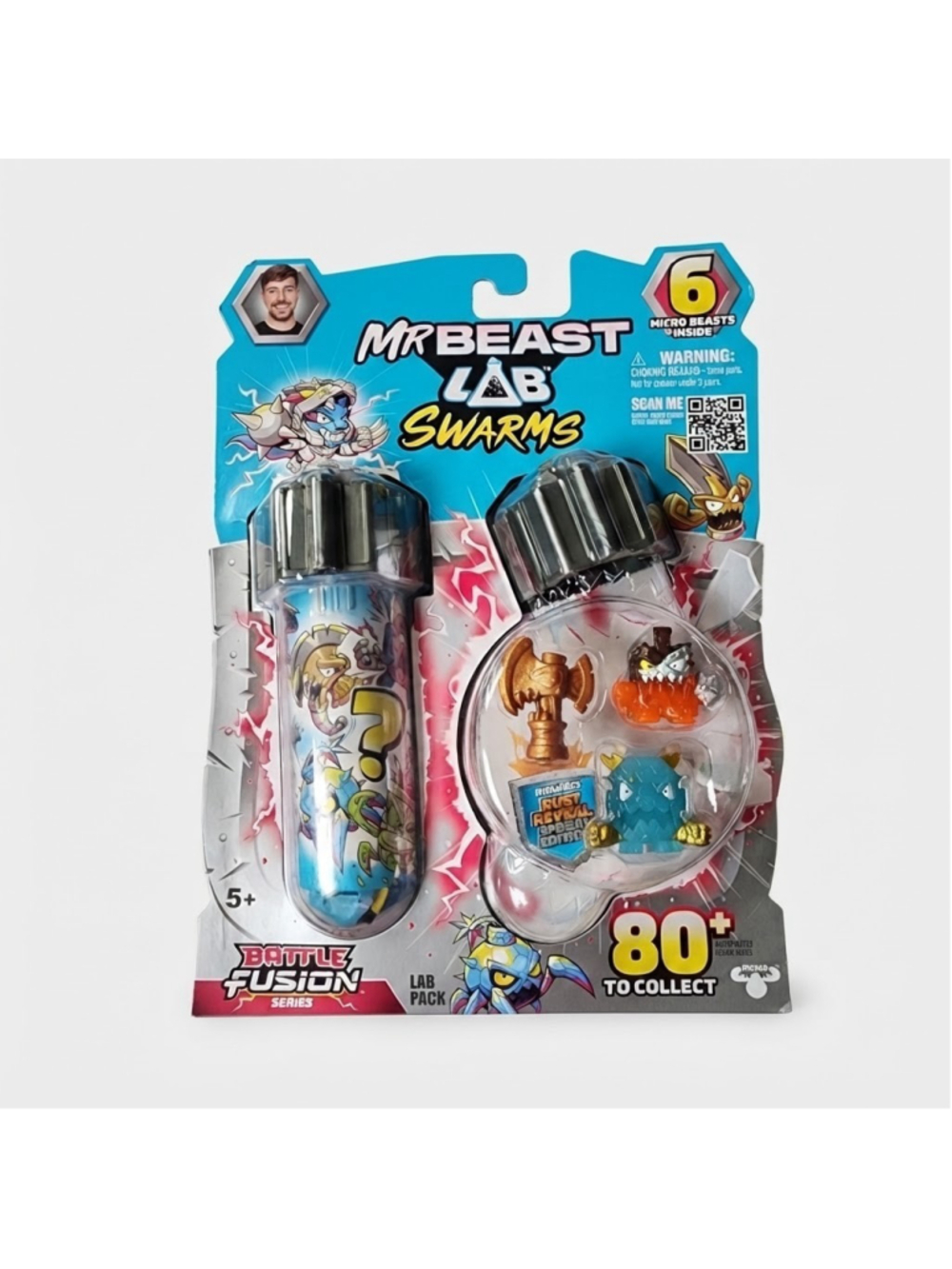 MrBeast Lab Swarms Battle Fusion Series Lab Pack 6 Micro Beasts 2 Caps Sealed